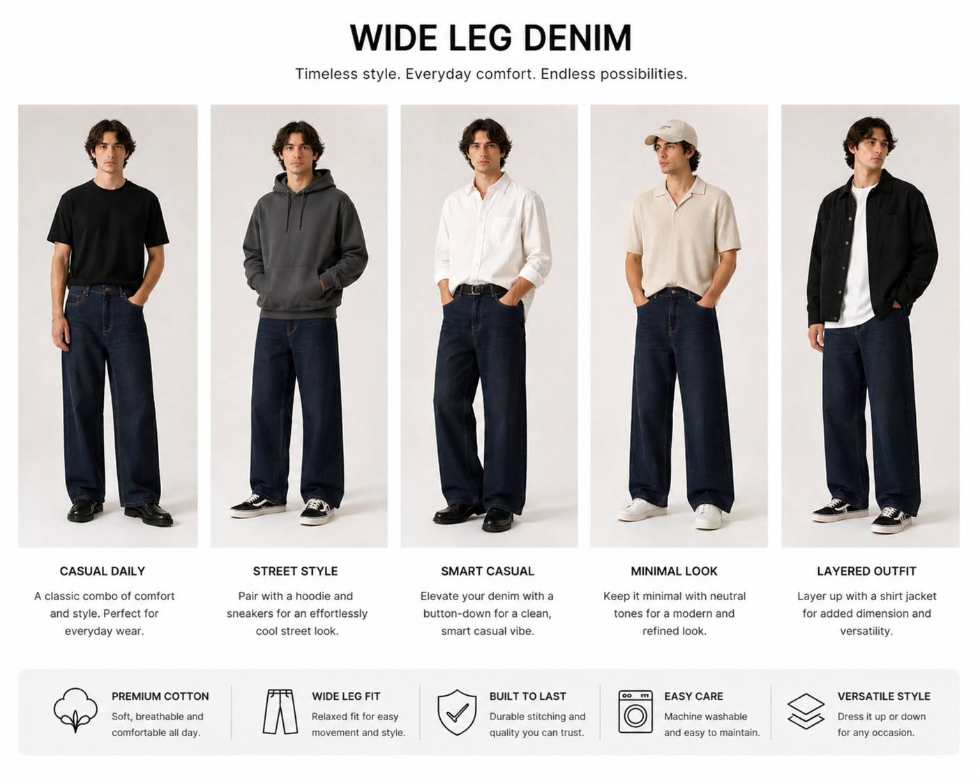 FLOW STATE BAGGY DENIMS DARK BLUE