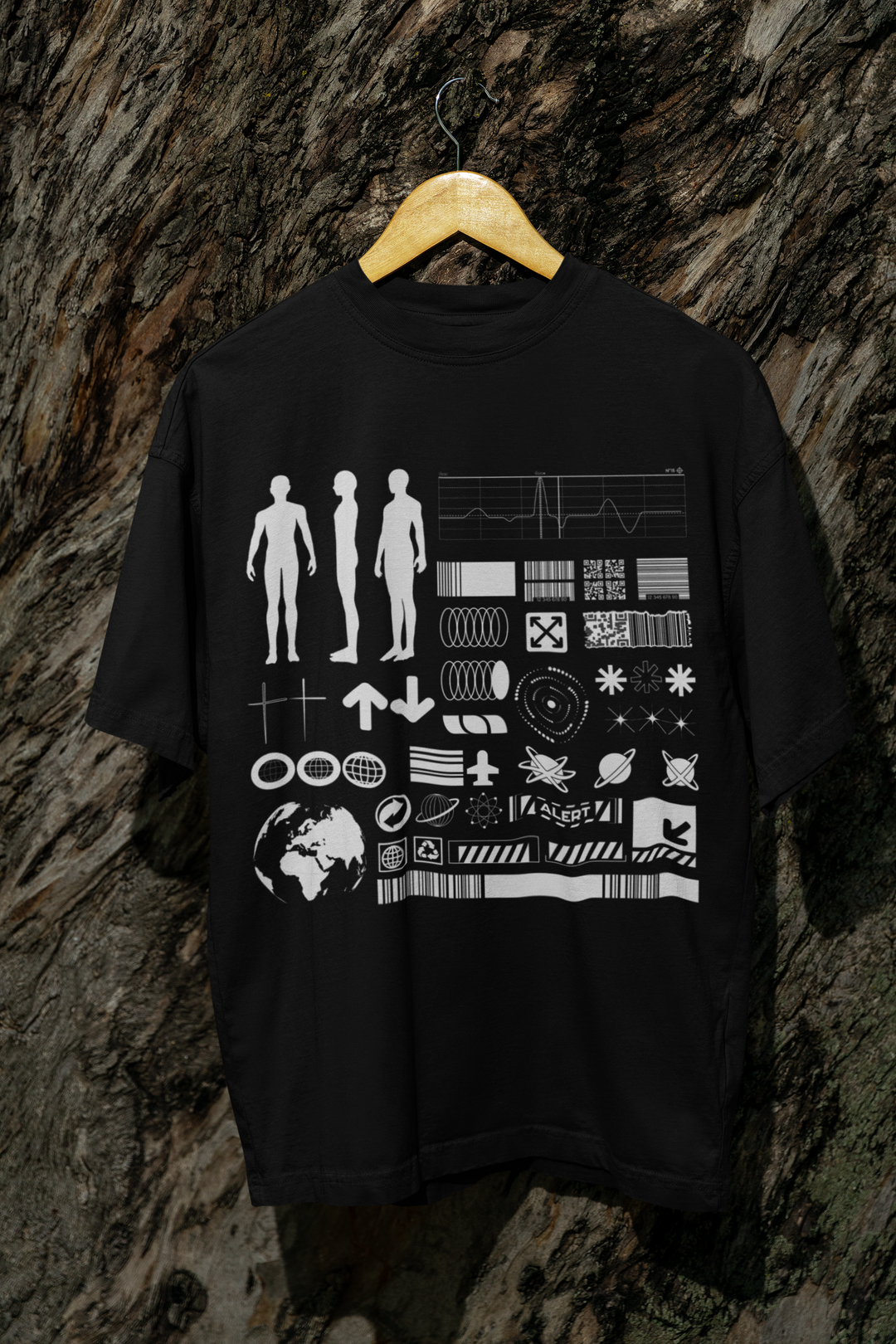 Mixed Barcode Printed Oversized Tshirt For Men