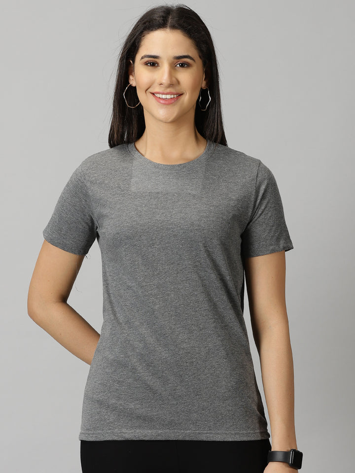 women's charcoal grey  solid crewneck