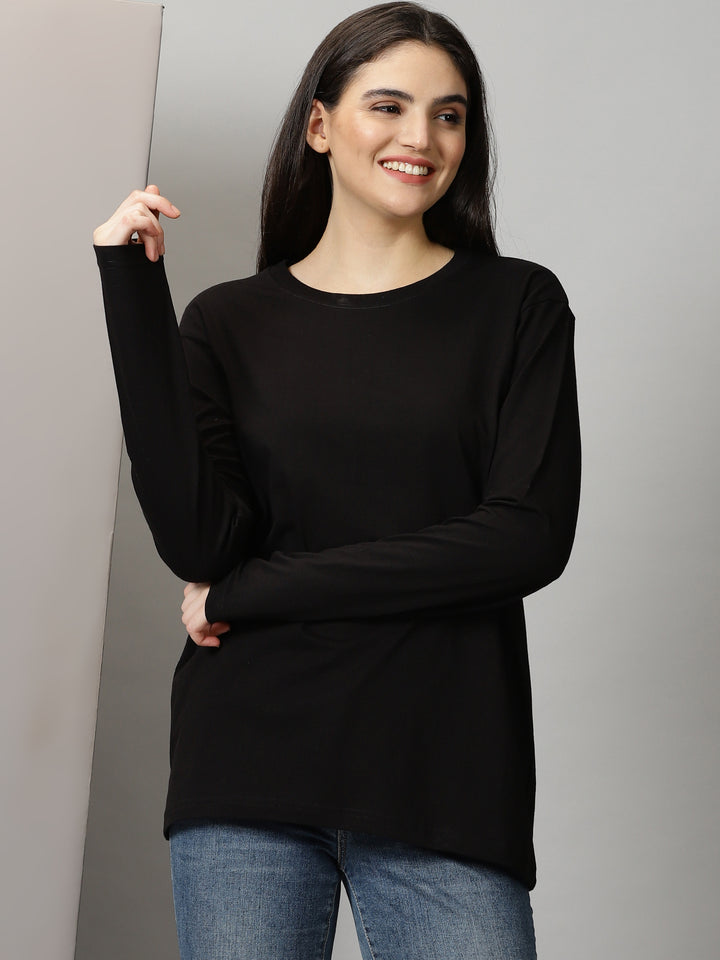 women's black crewneck full sleeve