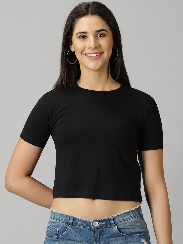 Women Solid Crop Tops