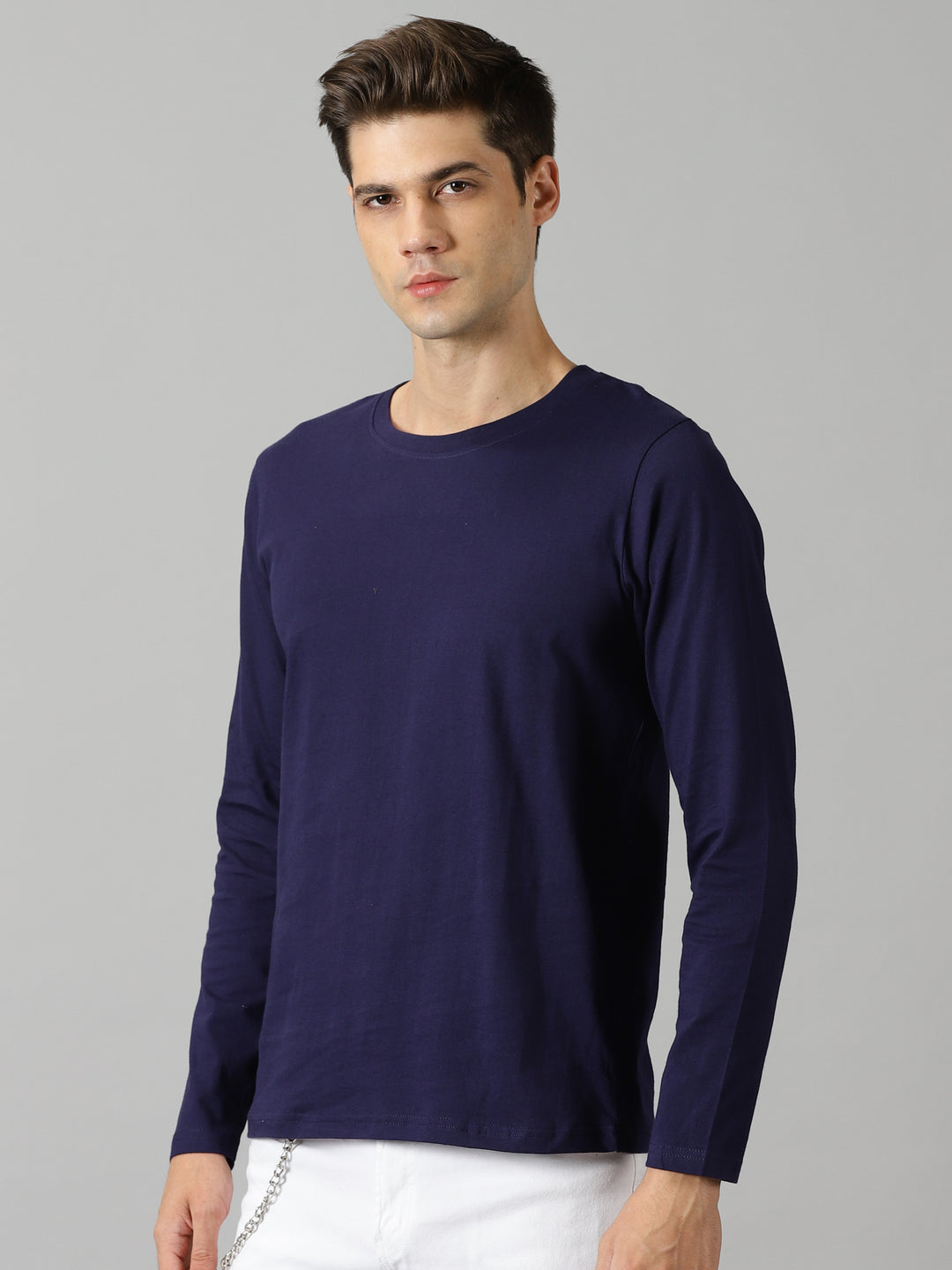 men's navy blue crewneck full sleeve