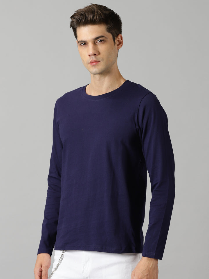 men's navy blue crewneck full sleeve