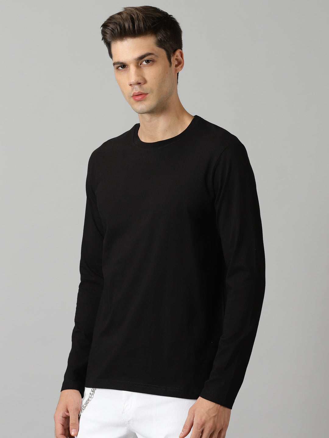 men's black crewneck full sleeve