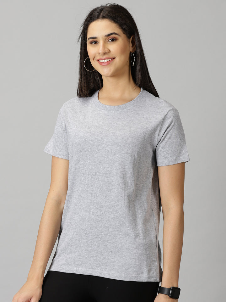 women's ash grey solid crewneck