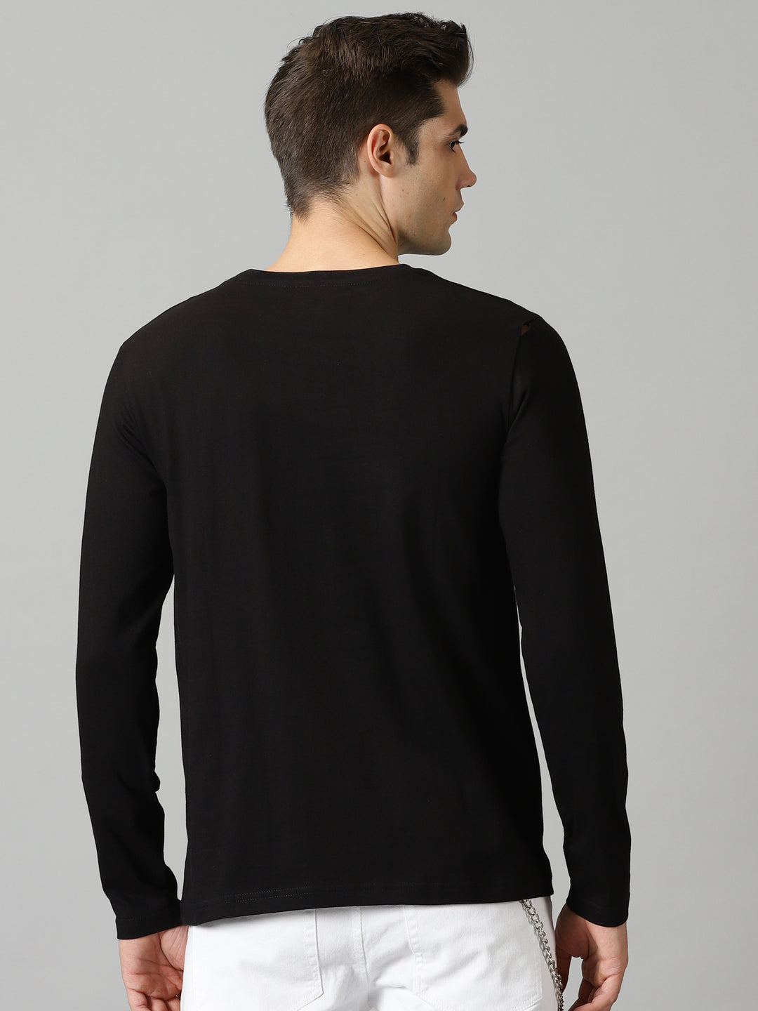 men's black crewneck full sleeve