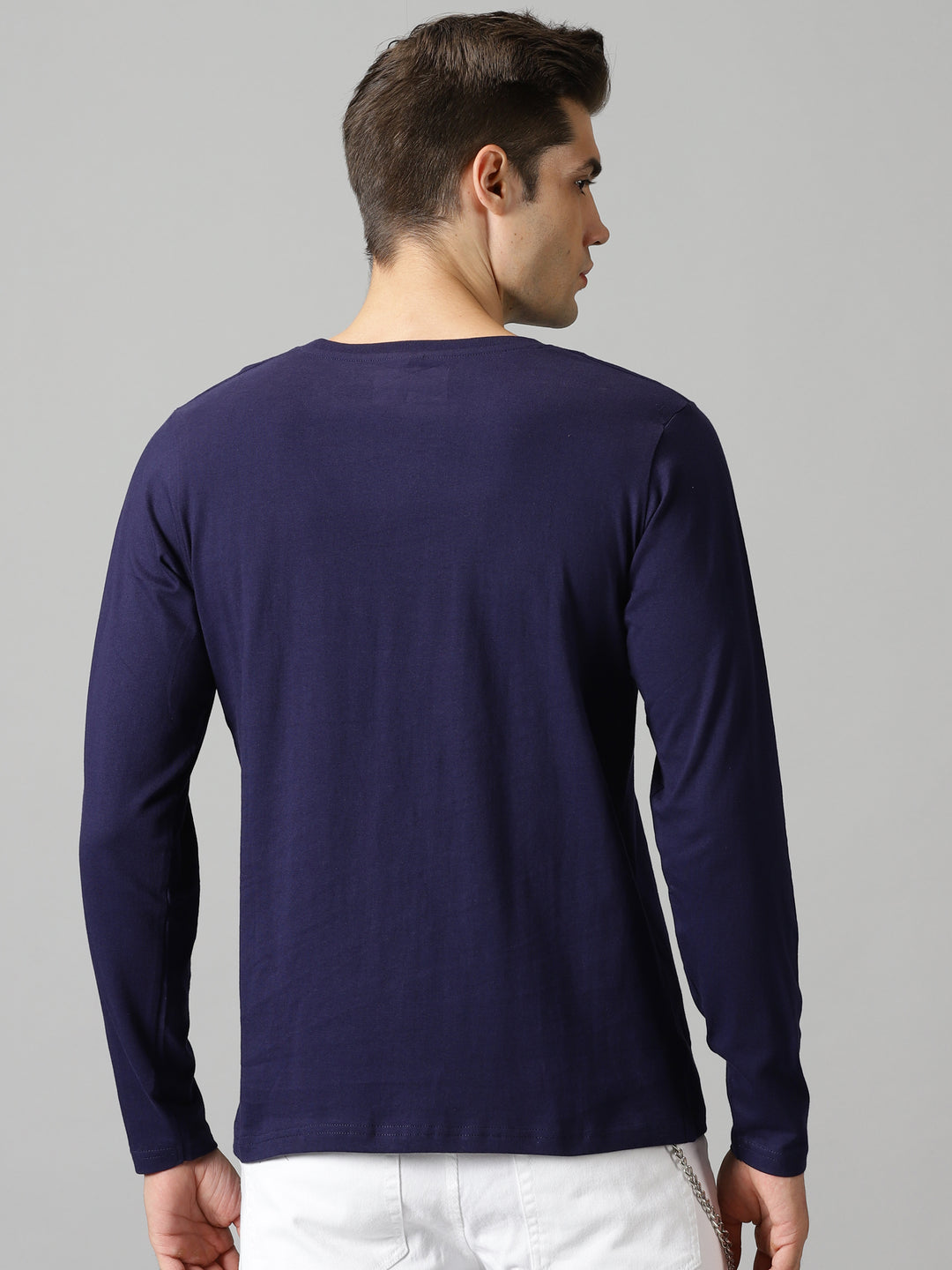 men's navy blue crewneck full sleeve