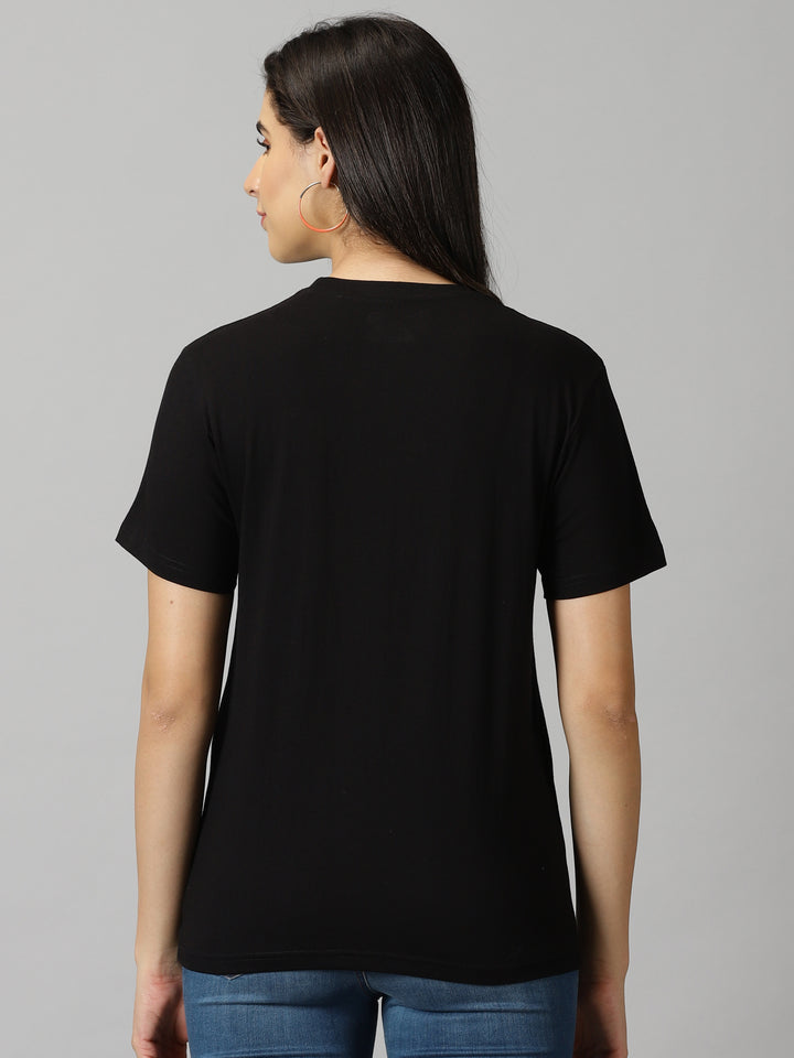 women's  black solid crewneck