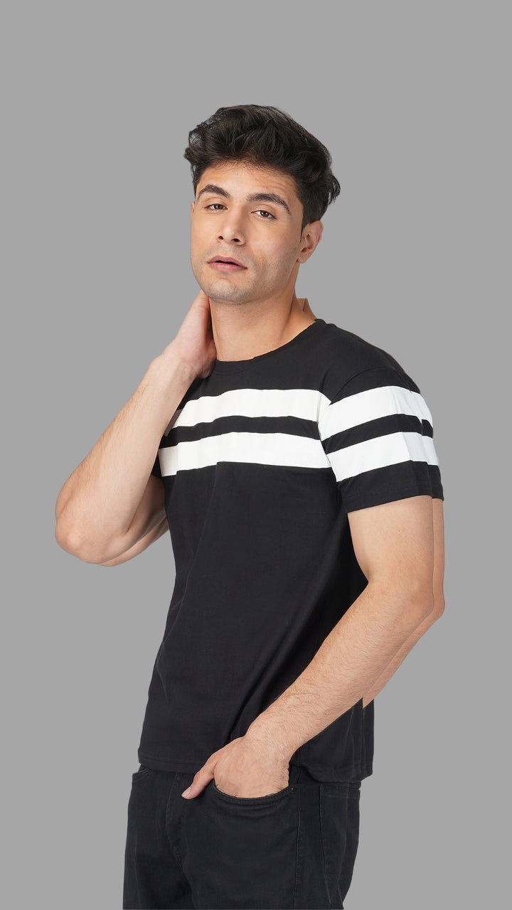 black crewneck stripes tshirt