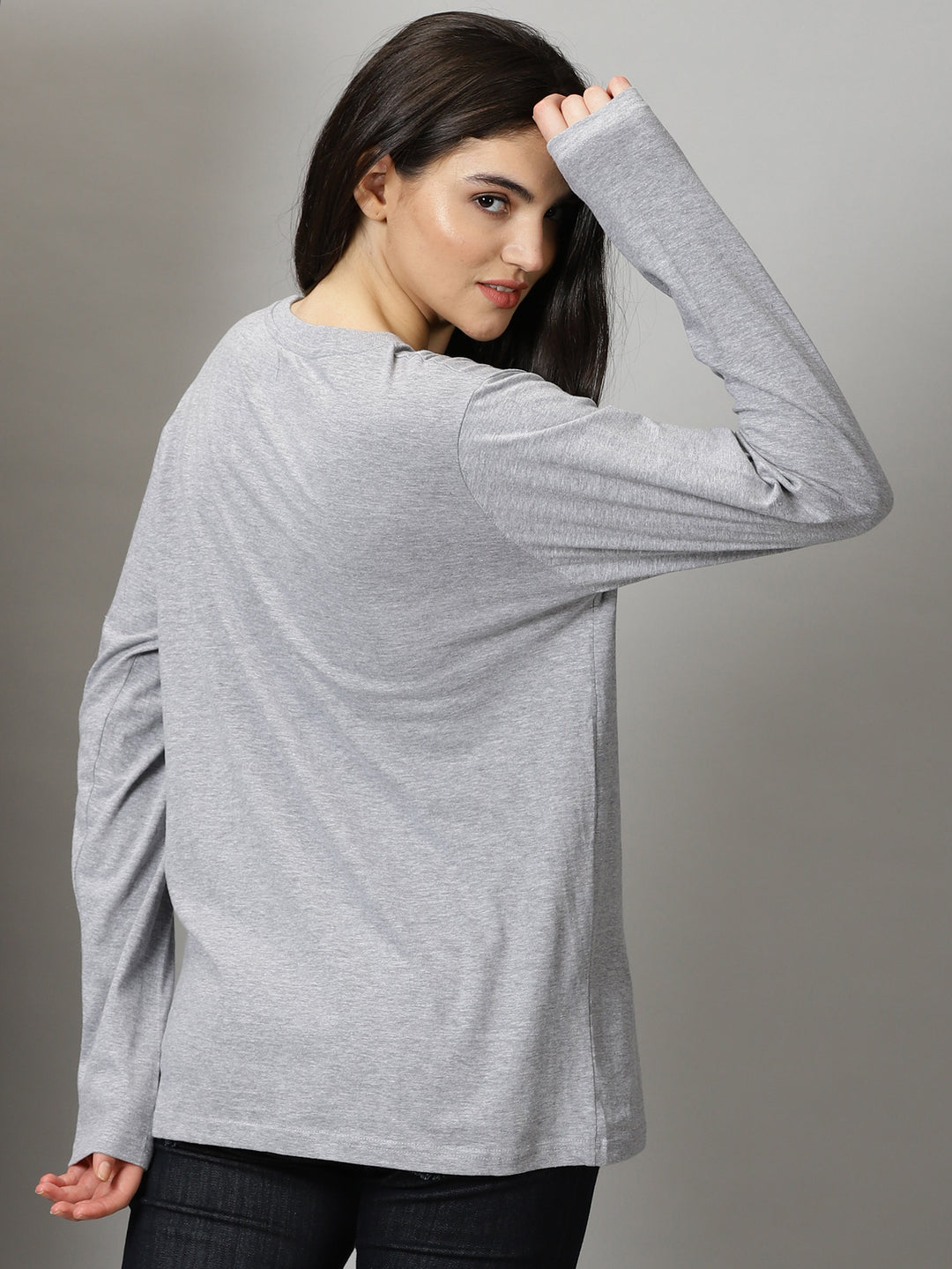 women's ash grey crewneck full sleeve