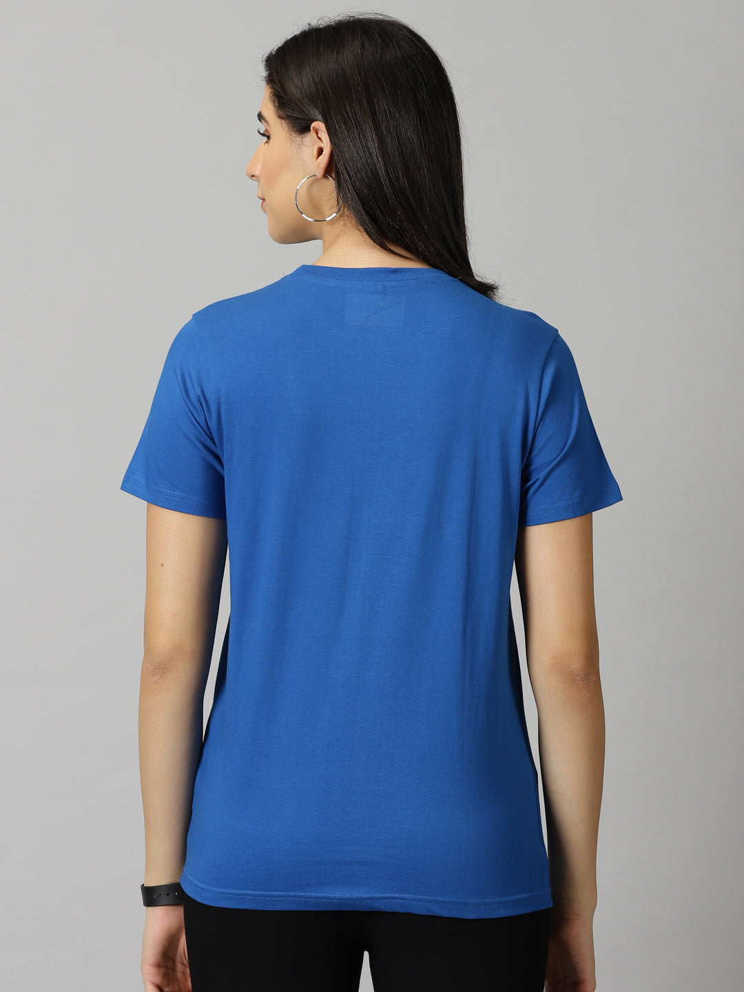 women's royal blue solid crewneck