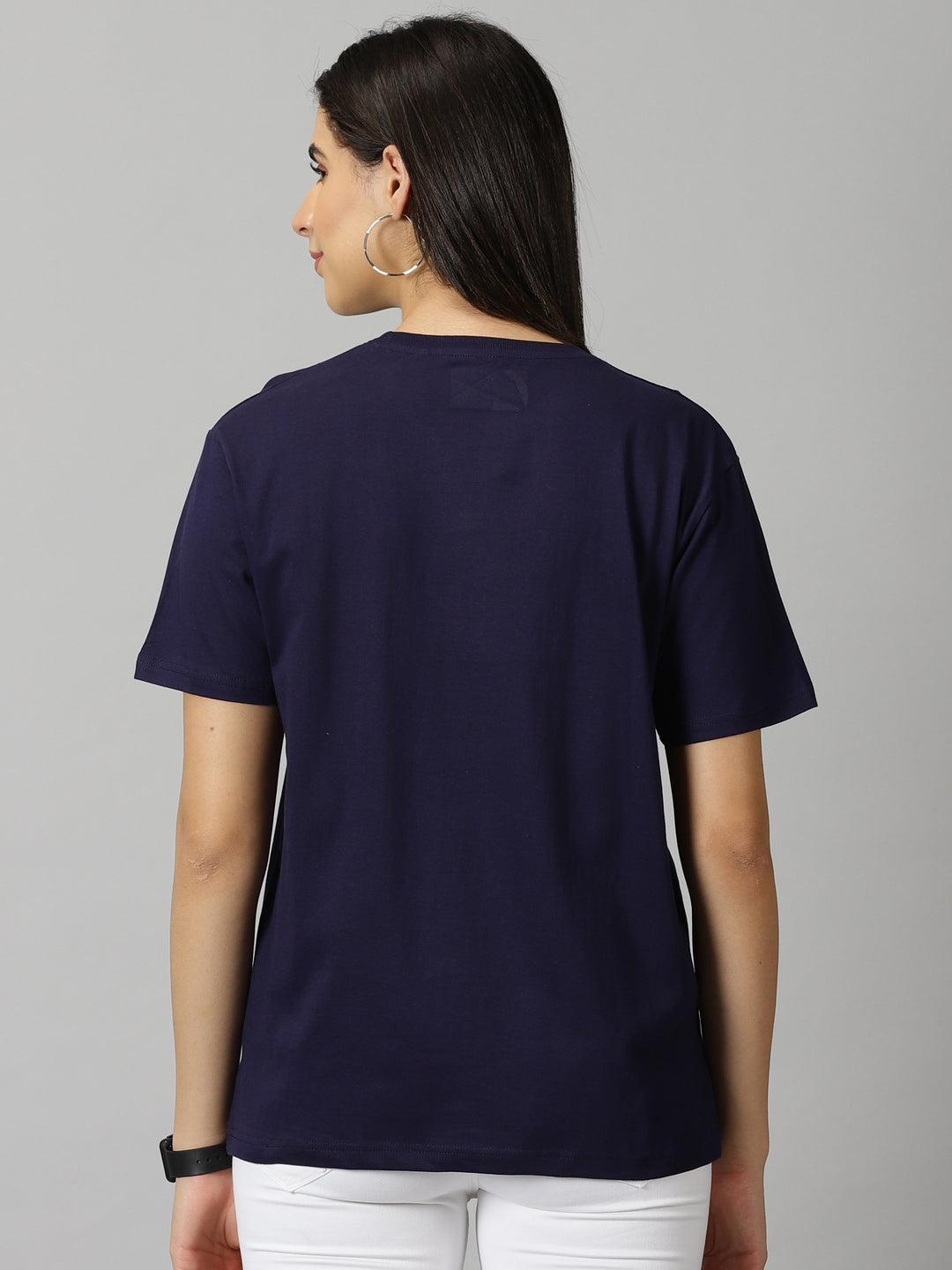 women's maroon  navy blue solid crewneck