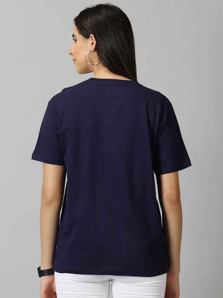 women's maroon  navy blue solid crewneck