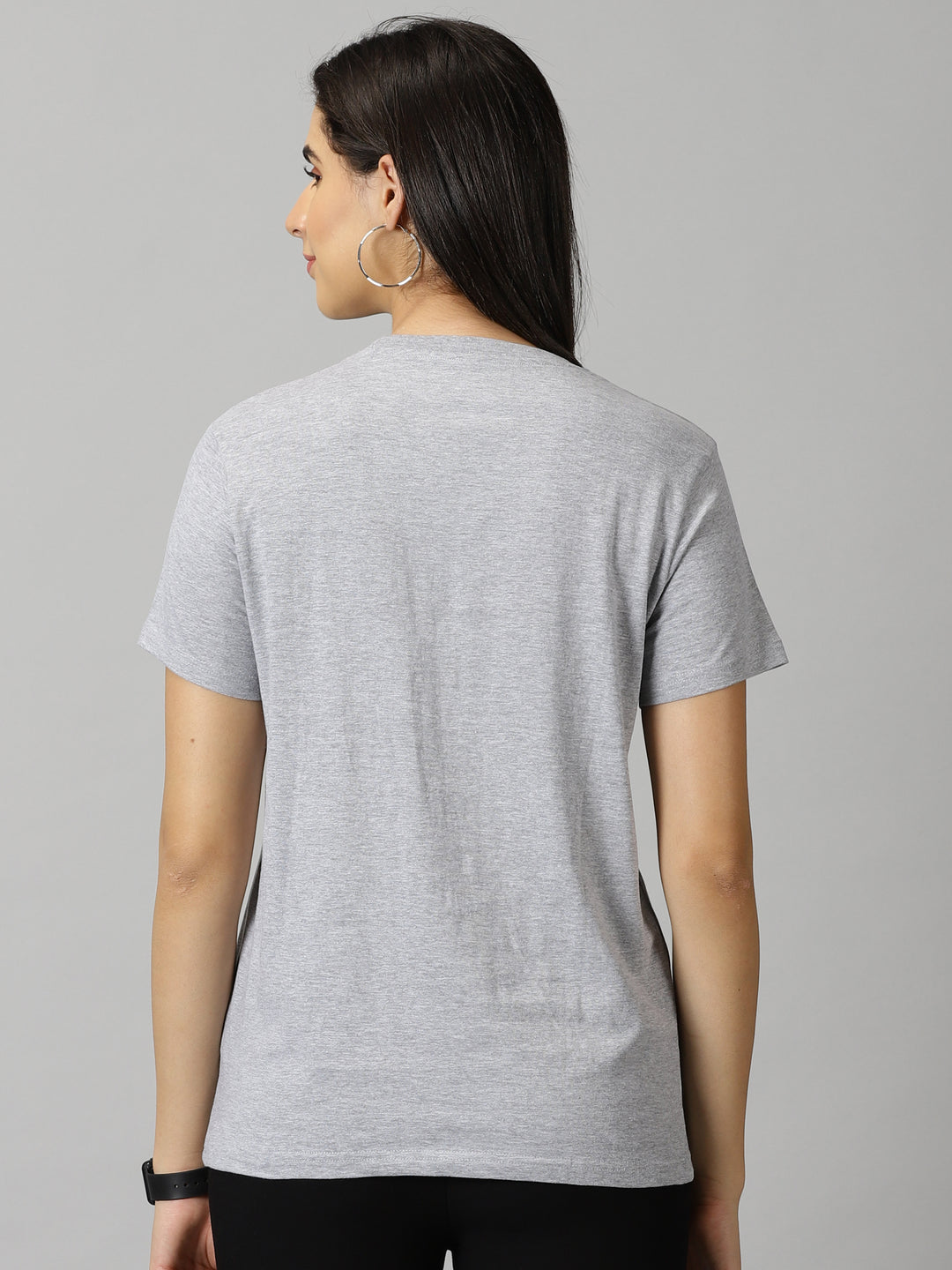 women's ash grey solid crewneck