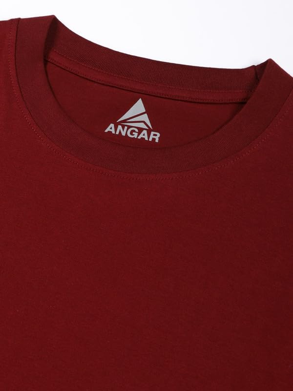 ANGAR Men's Cotton Drop Shoulder Half Sleeves Oversized Fit T-Shirt