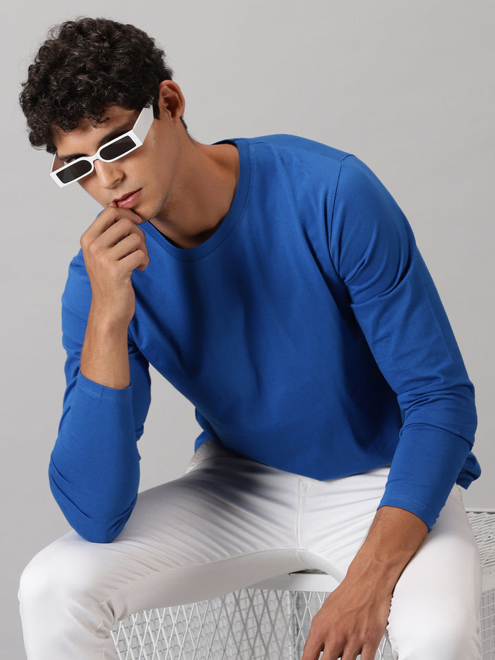 mens royal blue crewneck fullsleeve