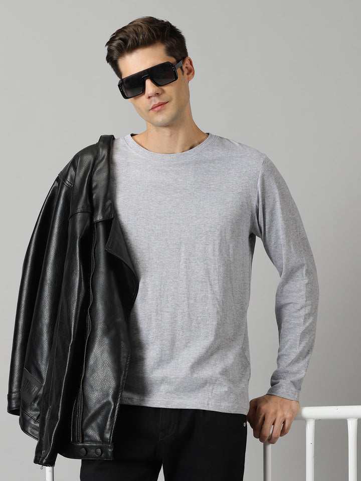 men's ash grey crewneck full sleeve