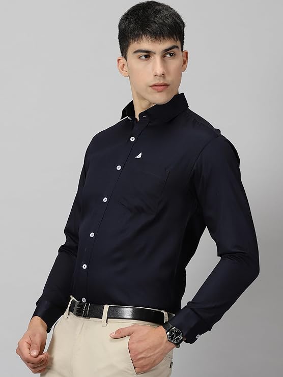 Men's Full Sleeves Shirt (Navy Blue)