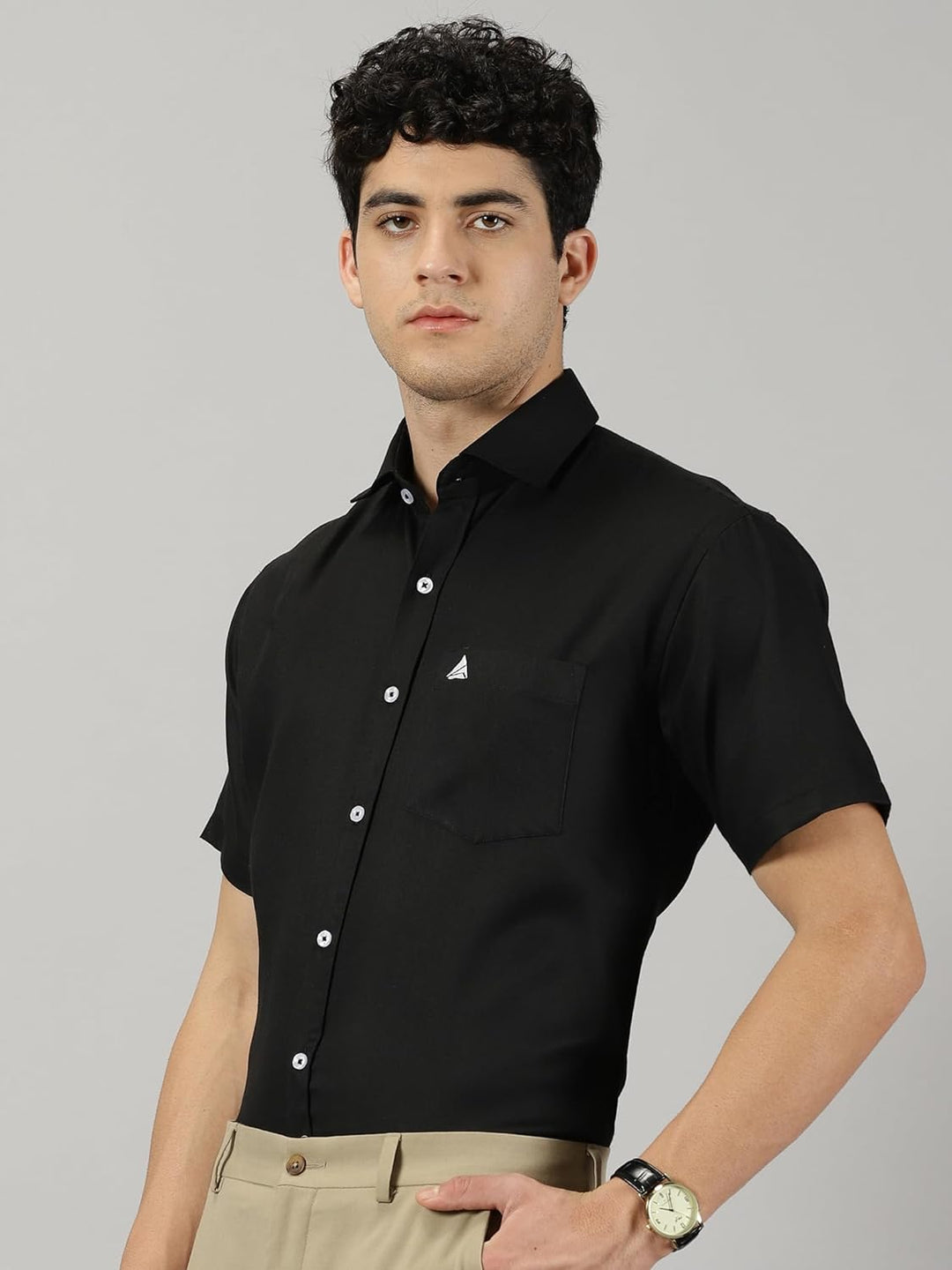 Men's Half Sleeves Shirt ( Black)