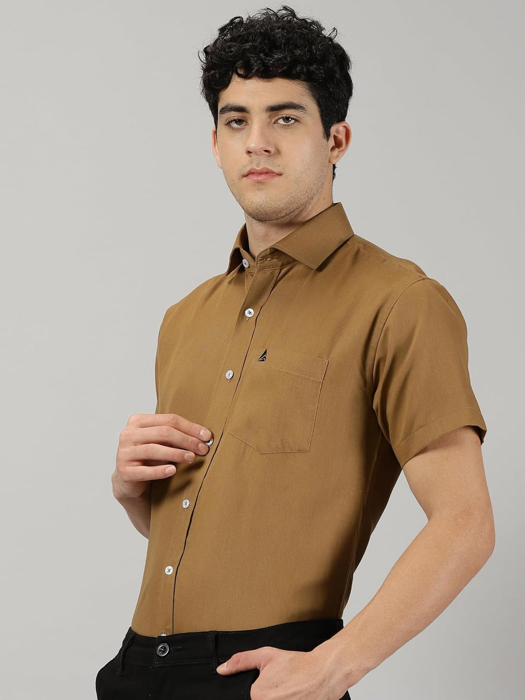 Men's Half Sleeves Shirt ( Brown)