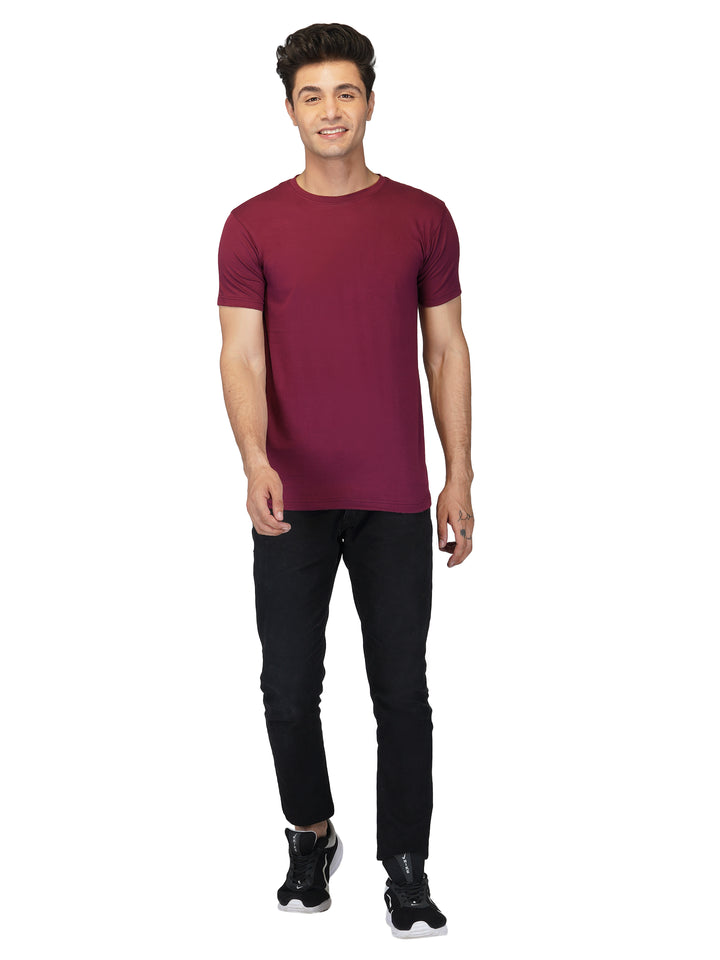 Men's Solid Plain Round Neck T-Shirt