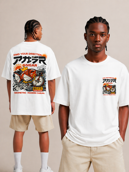 MODERN GEOMETRIC  KOI FISH & COMPASS TEE