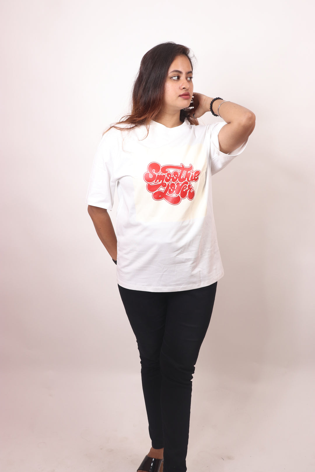 "SMOOTHIE LOVER" Printed Oversized T-shirt For Women