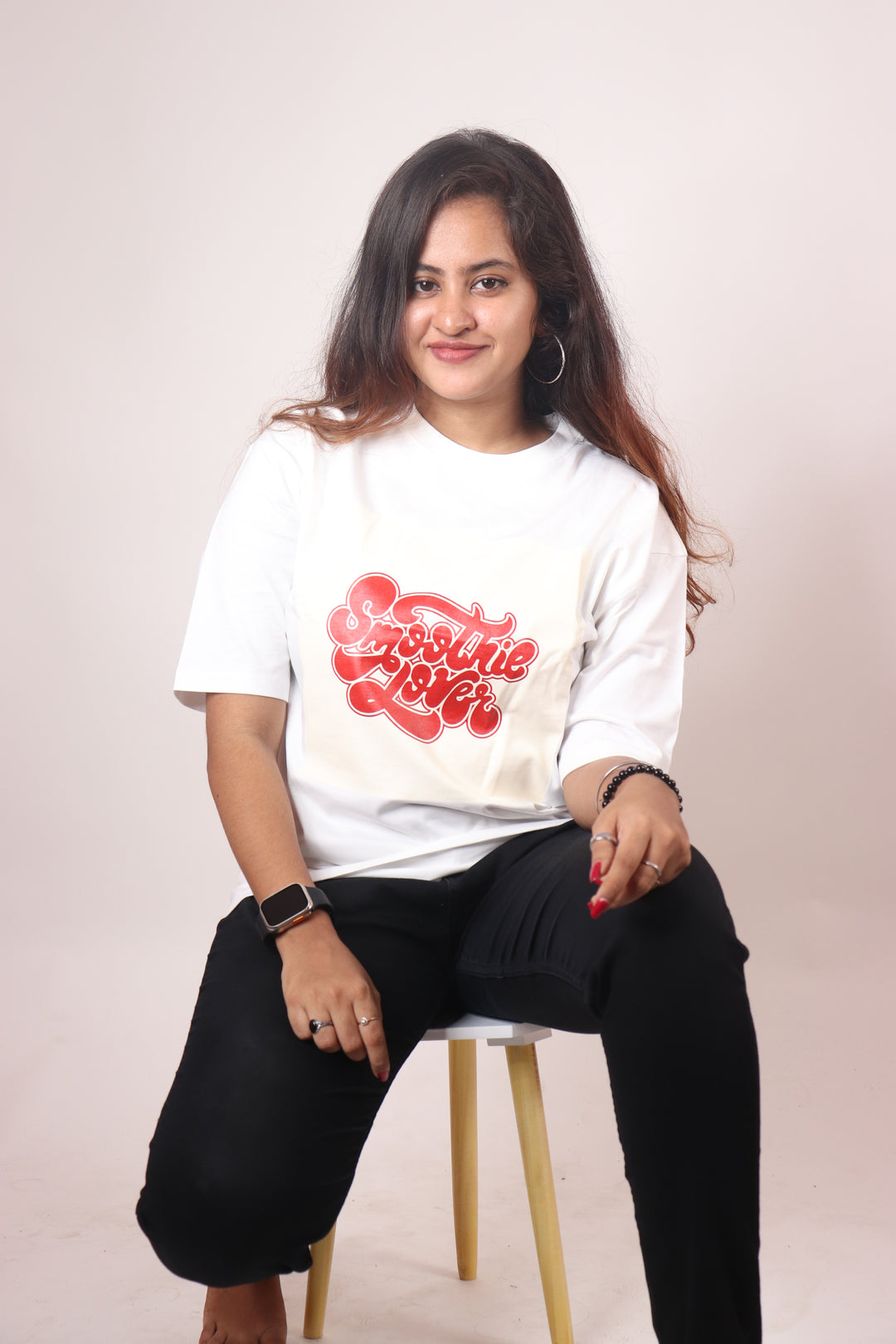 "SMOOTHIE LOVER" Printed Oversized T-shirt For Women