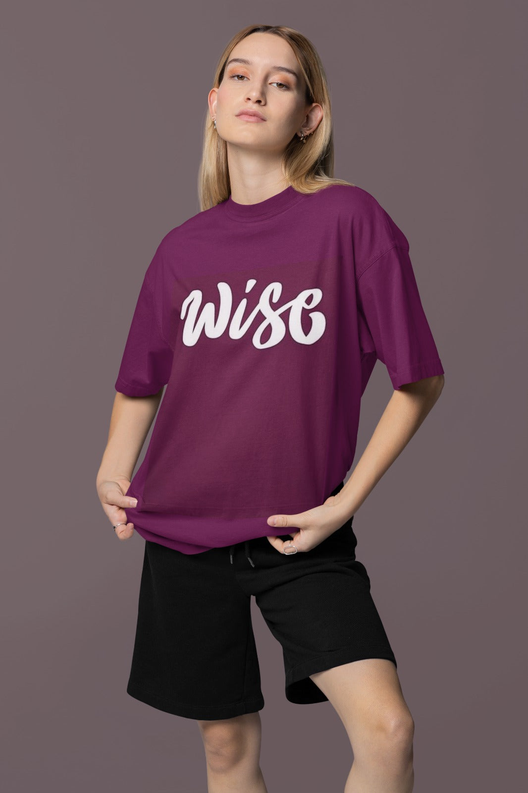 ANGAR Cotton Drop Shoulder WISE Half Sleeves Oversized Fit Printed T-Shirt for Women