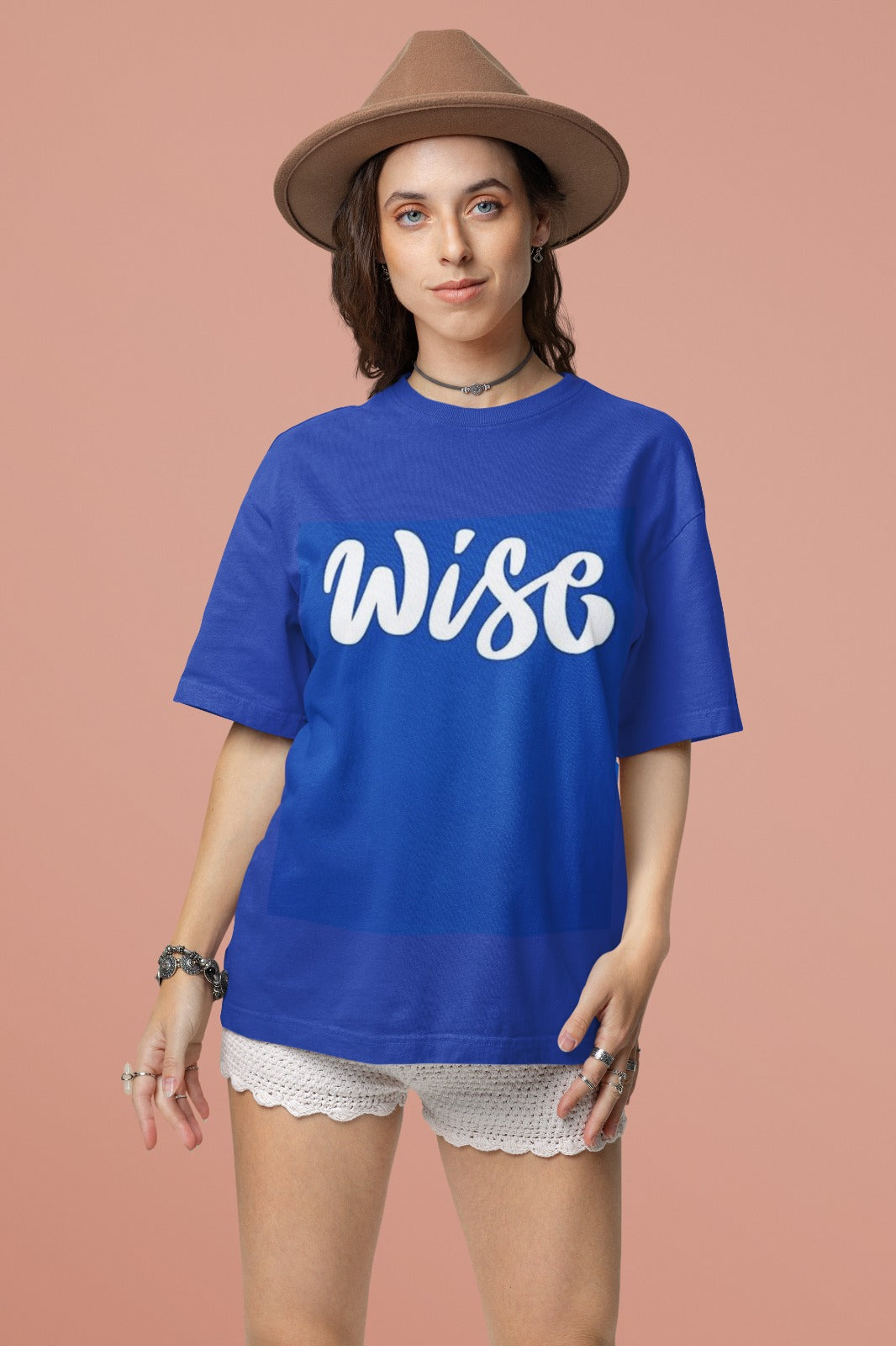 ANGAR Cotton Drop Shoulder WISE Half Sleeves Oversized Fit Printed T-Shirt for Women