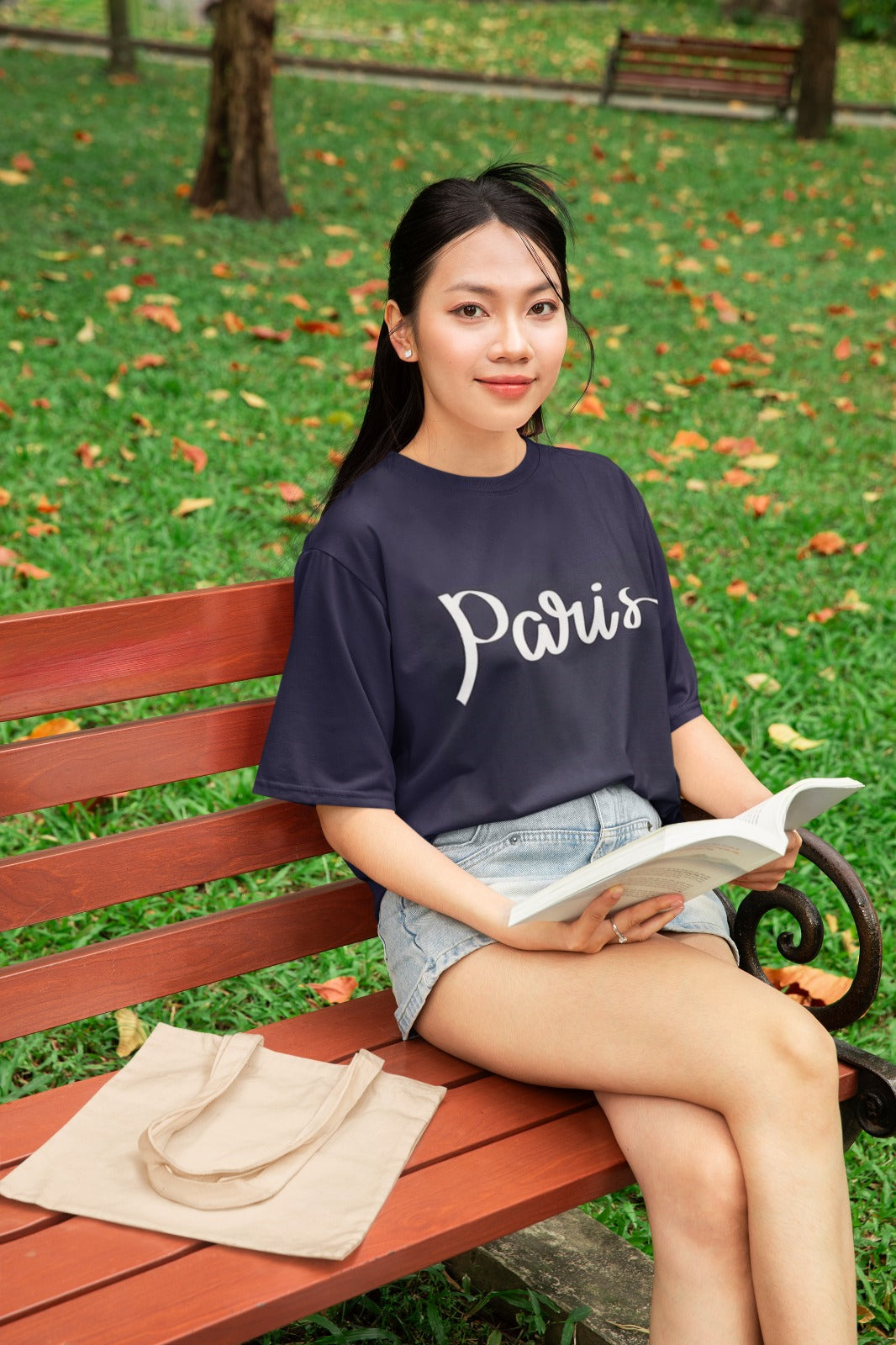 ANGAR Cotton Drop Shoulder PARIS Half Sleeves Oversized Fit Printed T-Shirt for Women