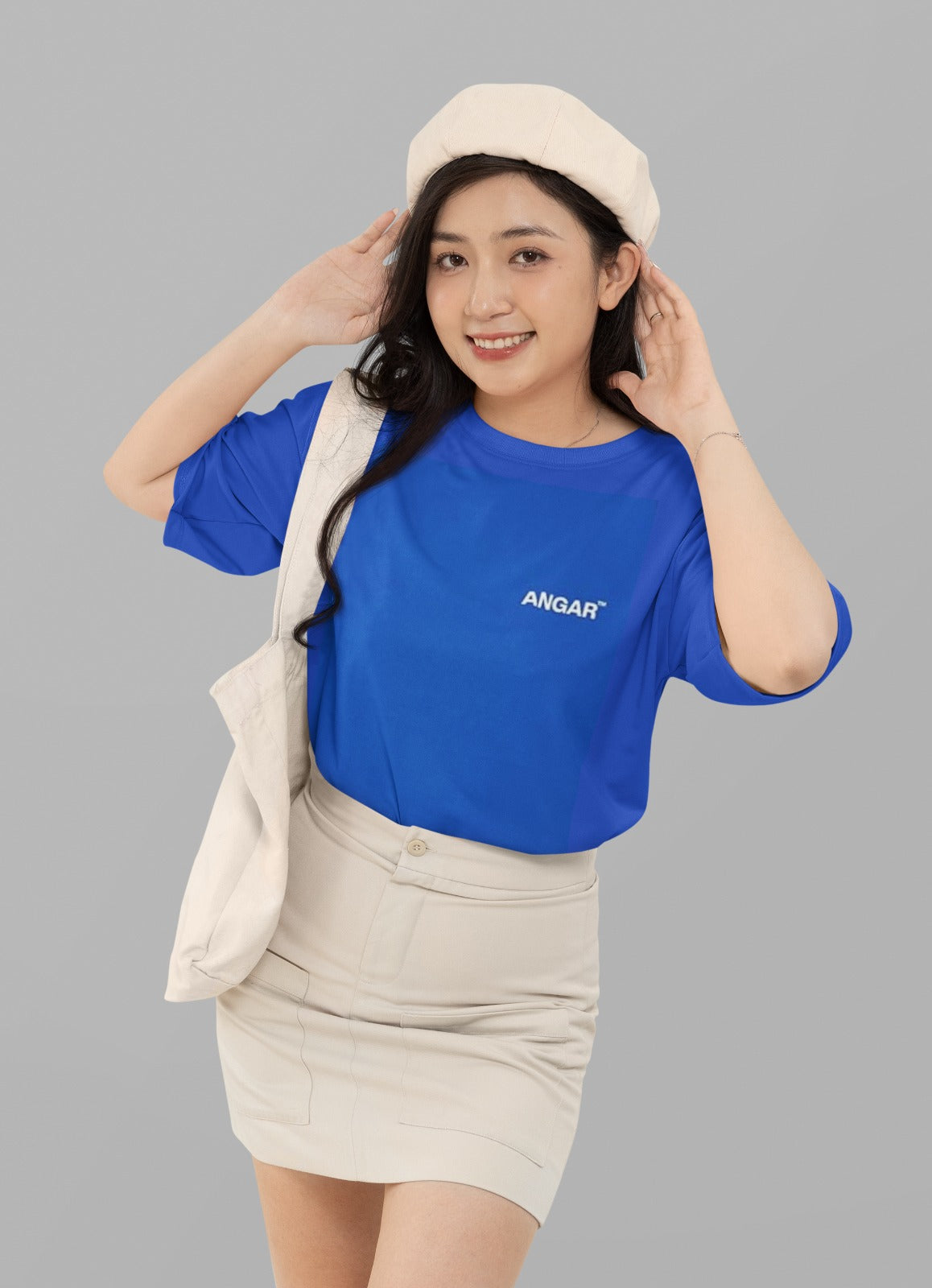 ANGAR TM  Cotton Drop Shoulder Half Sleeves Oversized Fit Printed T-Shirt for Women