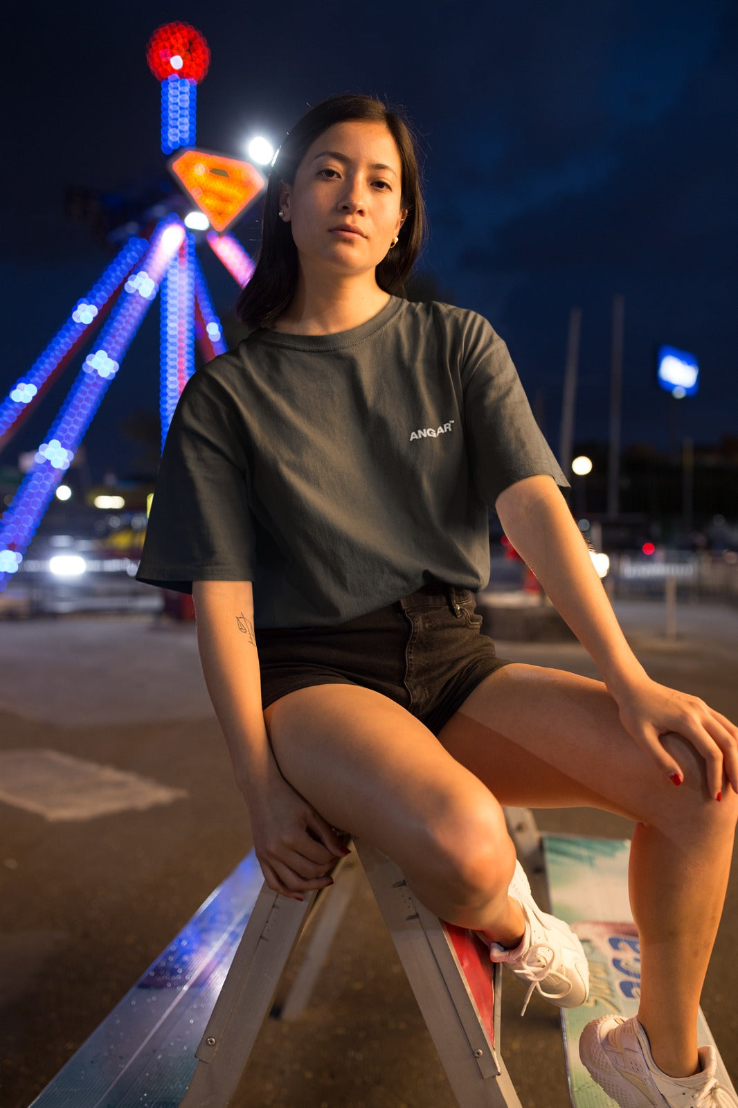 ANGAR TM  Cotton Drop Shoulder Half Sleeves Oversized Fit Printed T-Shirt for Women