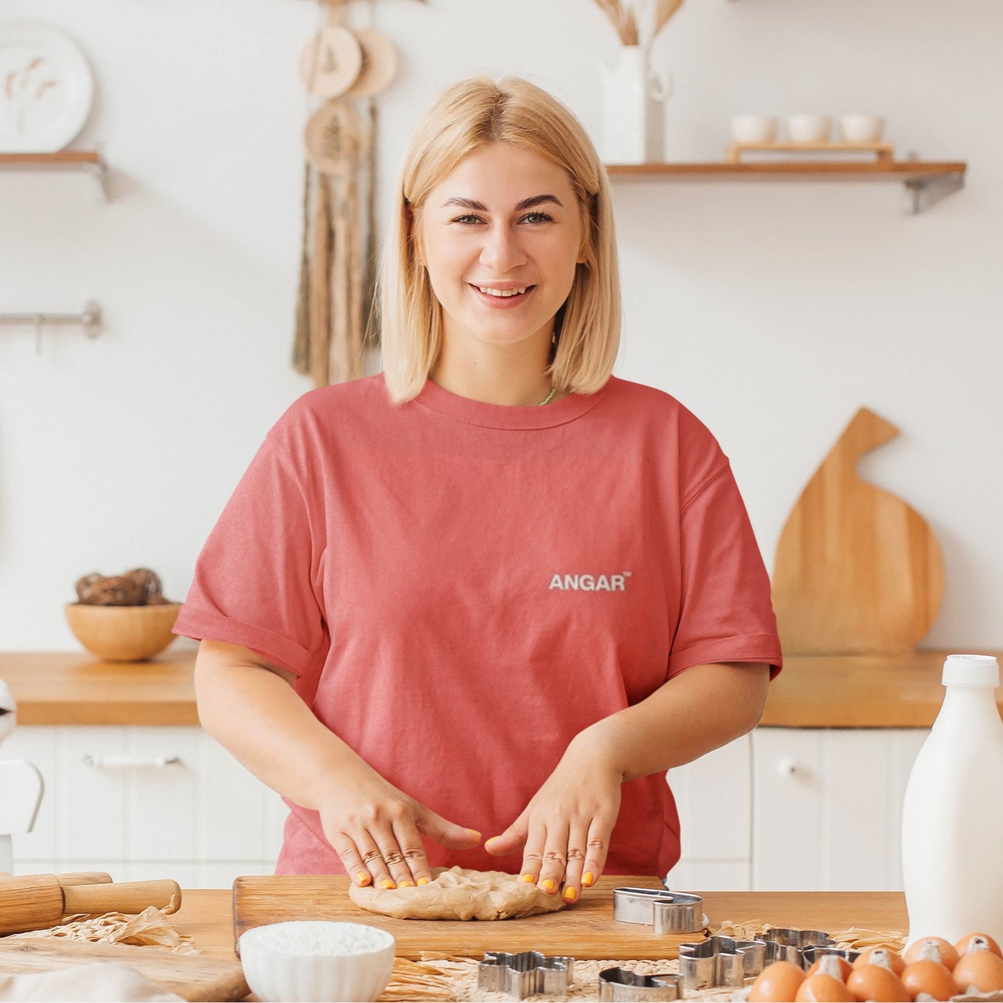 ANGAR TM  Cotton Drop Shoulder Half Sleeves Oversized Fit Printed T-Shirt for Women