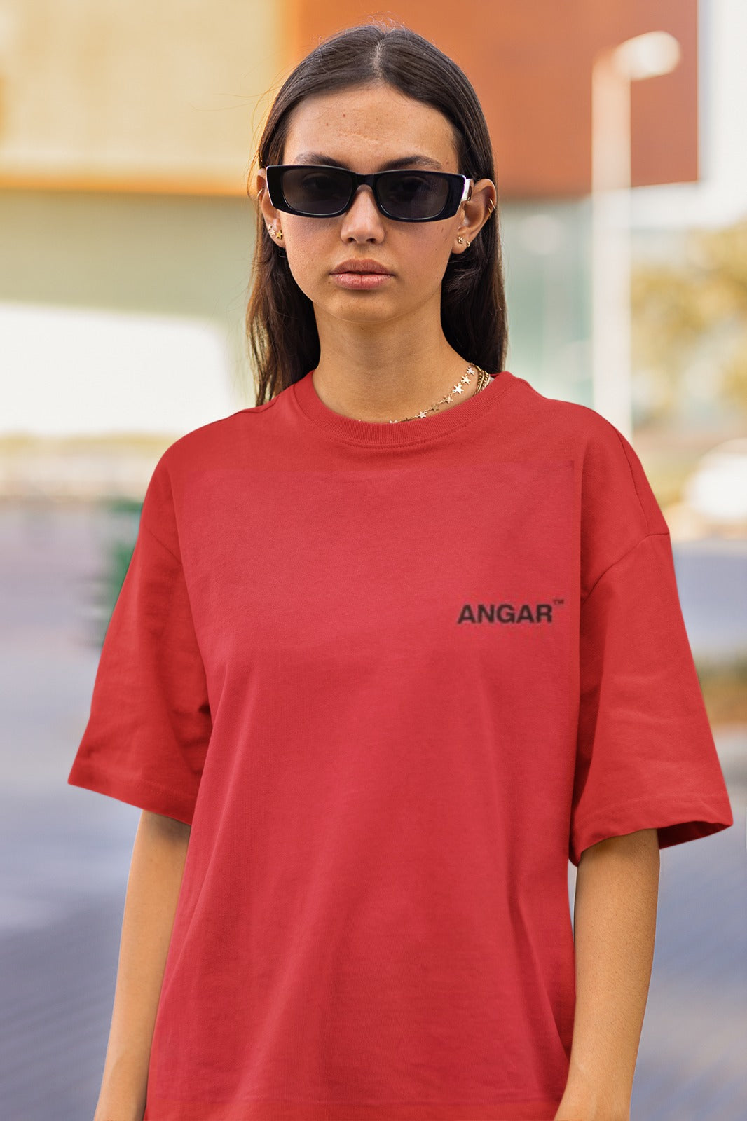 ANGAR TM  Cotton Drop Shoulder Half Sleeves Oversized Fit Printed T-Shirt for Women