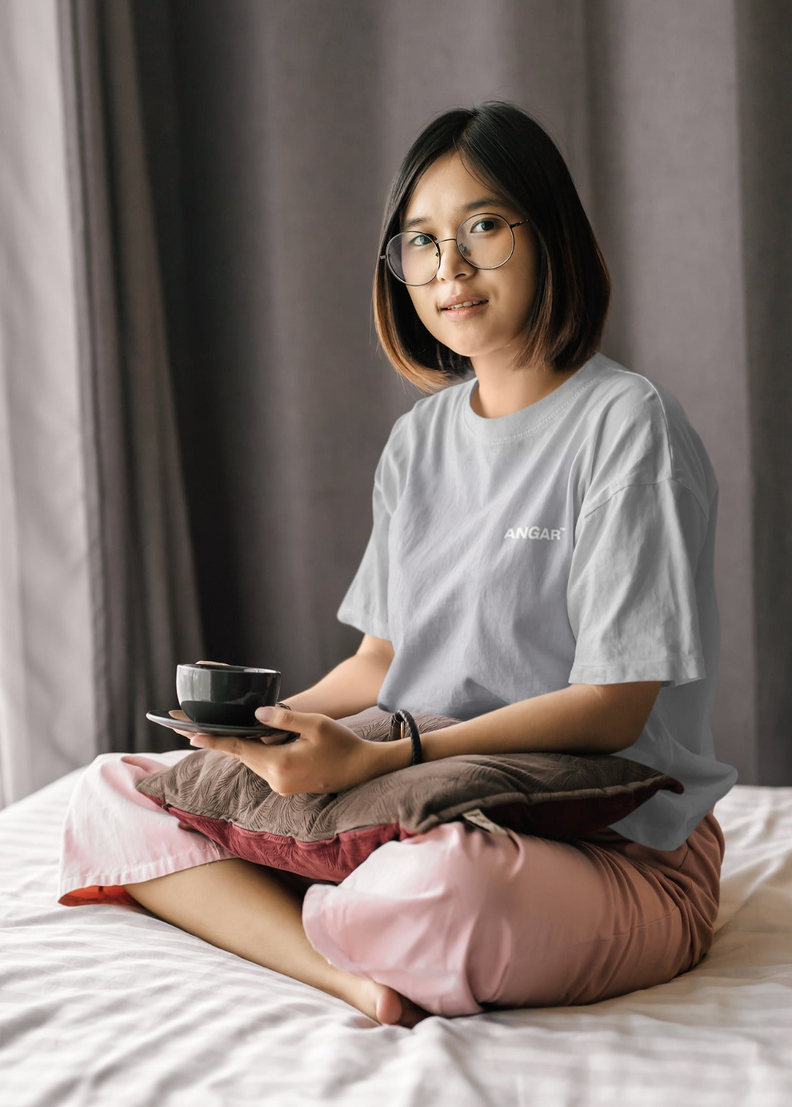 ANGAR TM  Cotton Drop Shoulder Half Sleeves Oversized Fit Printed T-Shirt for Women