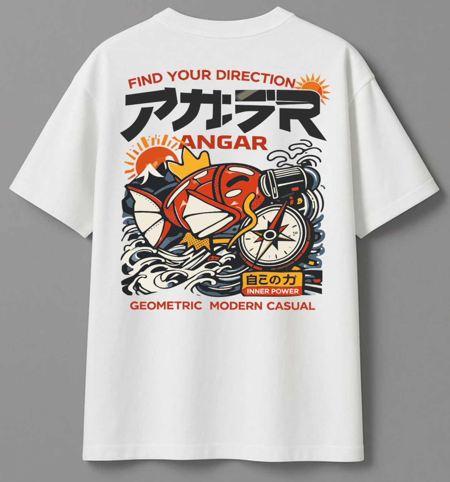 MODERN GEOMETRIC  KOI FISH & COMPASS TEE