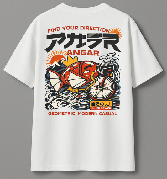 MODERN GEOMETRIC  KOI FISH & COMPASS TEE