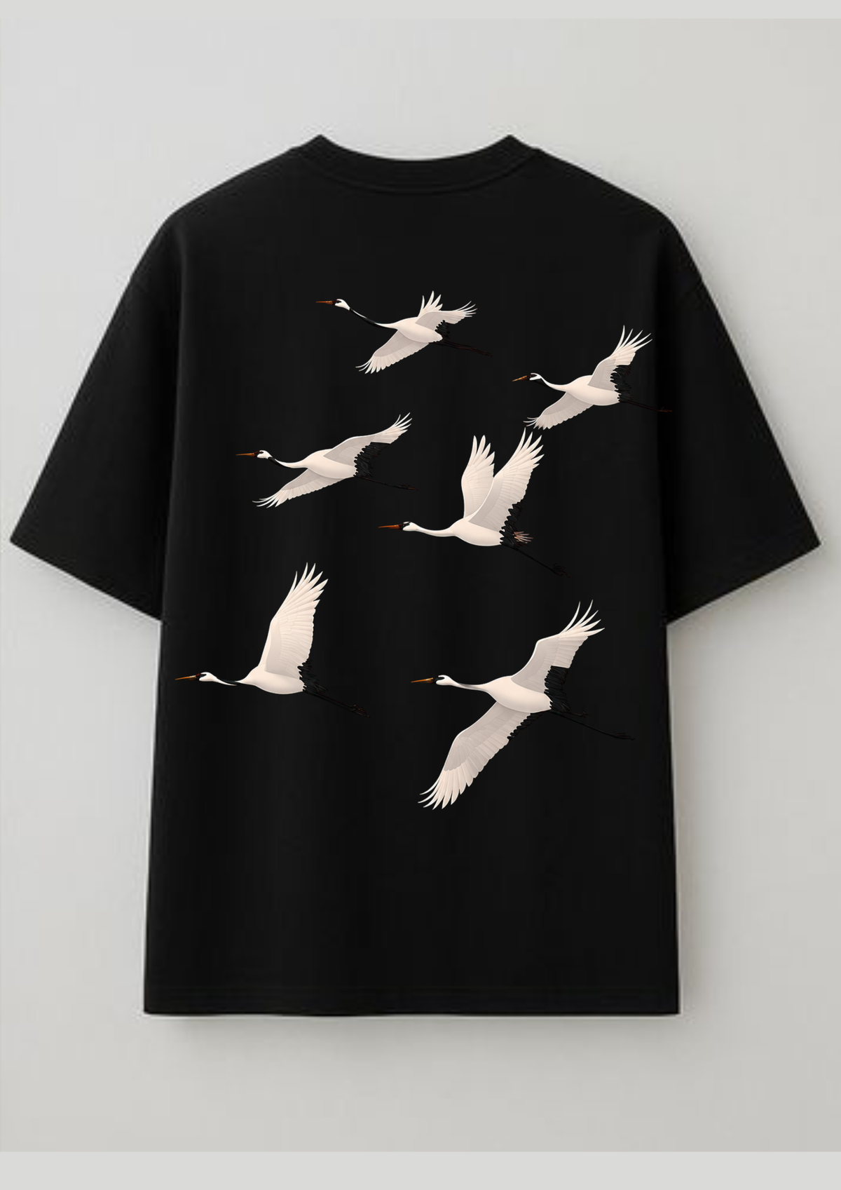 Crane Bird Graphic Oversized T-Shirt