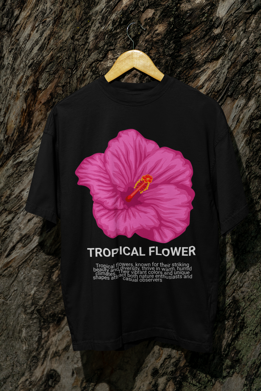 PINK FLOWER Printed Oversized T-shirt For Women - Main Image