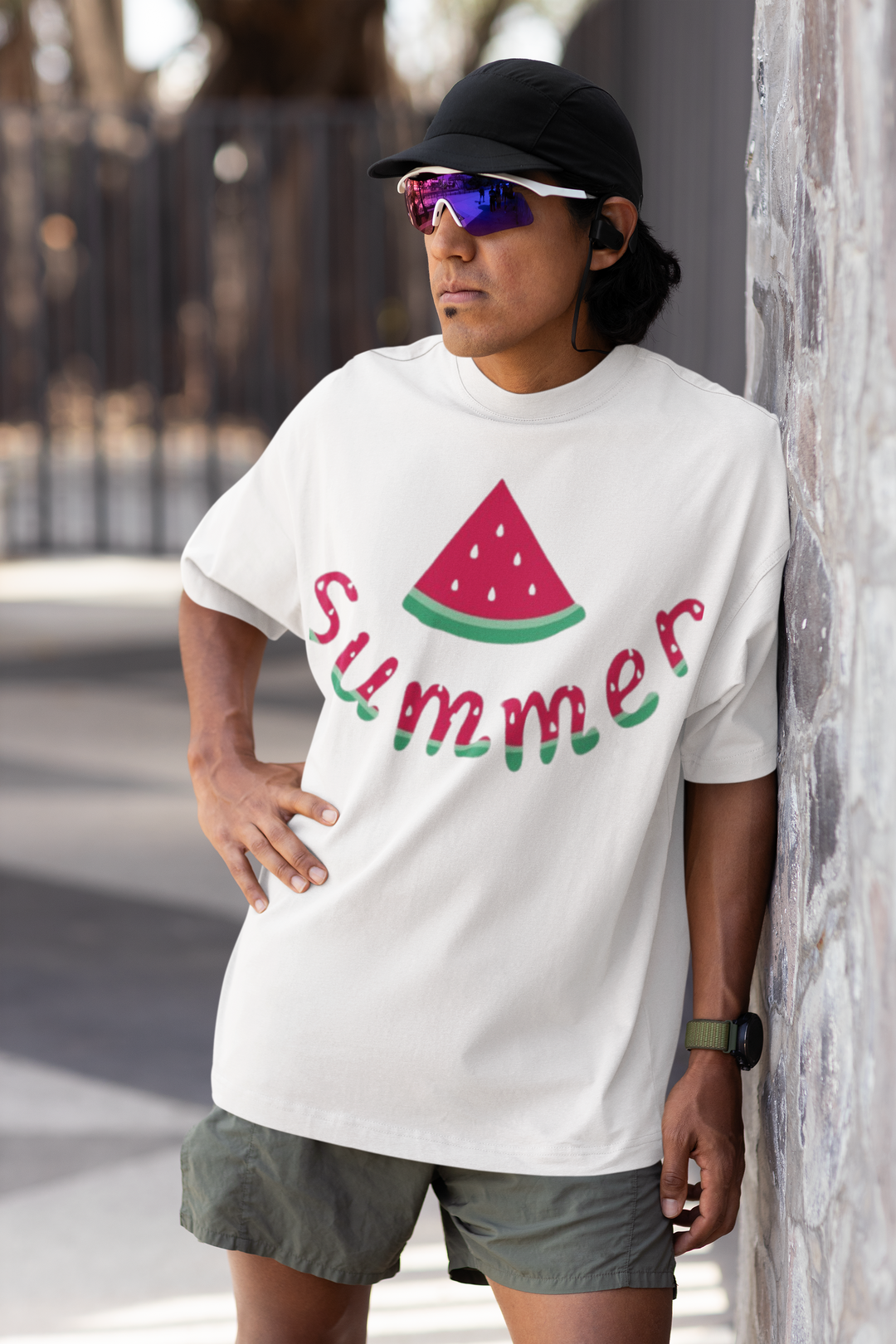 ANGAR Cotton Drop Shoulder "Summer" Printed Oversized T-shirts For Men