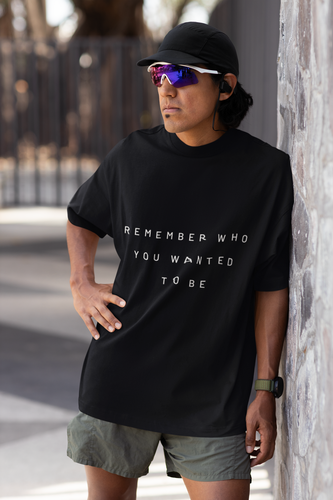ANGAR Cotton Drop Shoulder "Remember" Printed Oversized T-shirts For Men