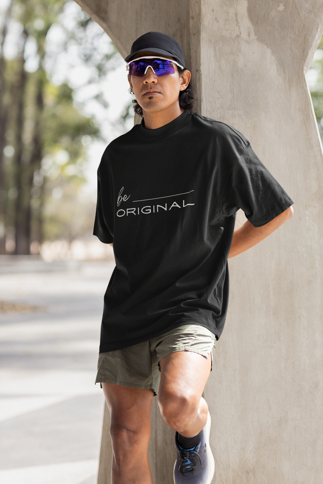 ANGAR Cotton Drop Shoulder "Be Original" Printed Oversized T-shirts For Men