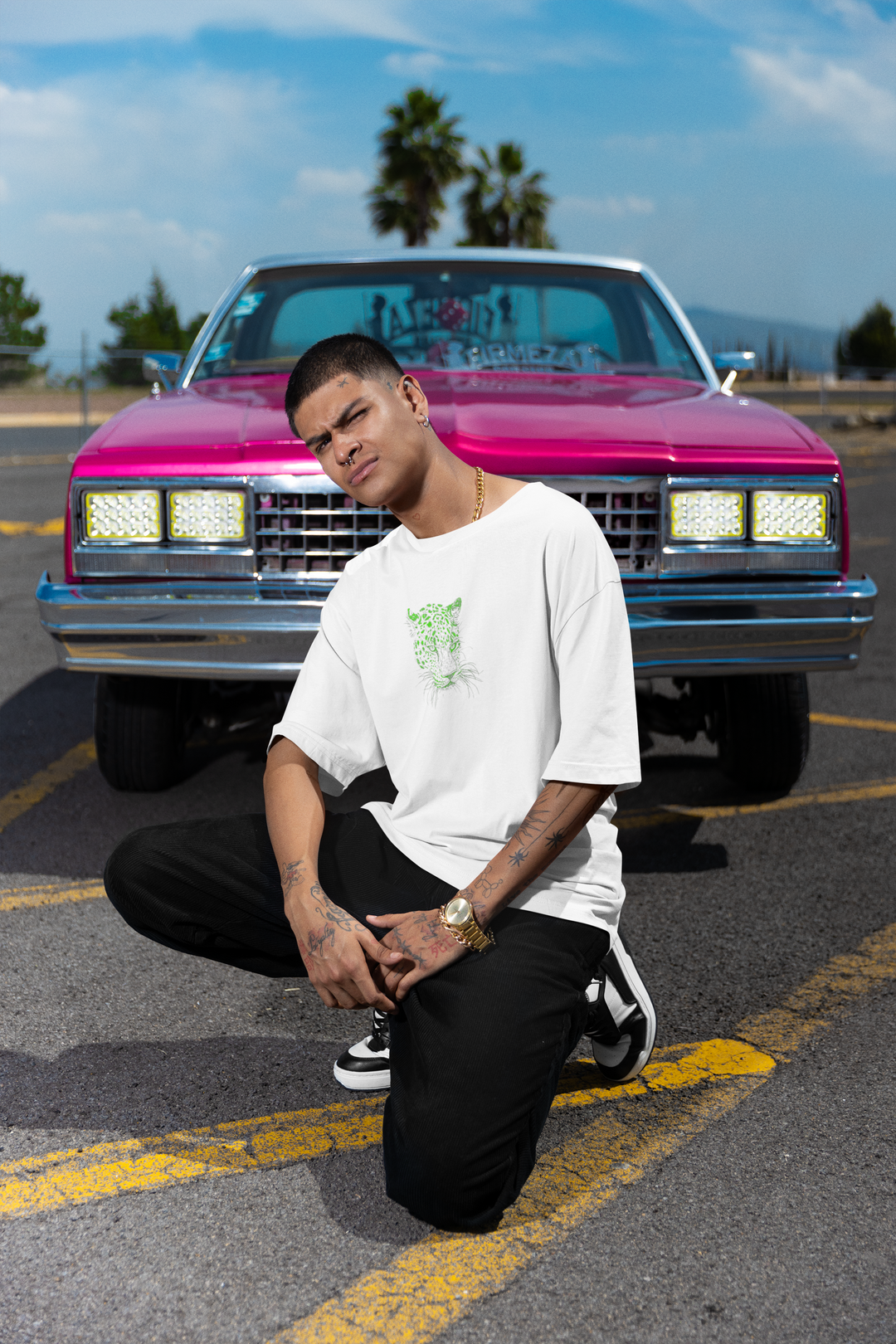 ANGAR Cotton Drop Shoulder "Fearless" Printed Oversized T-shirts For Men