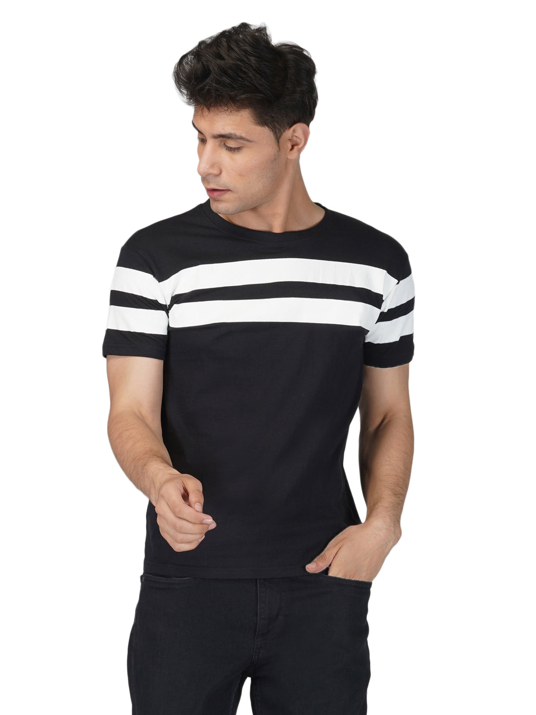 black crewneck stripes tshirt