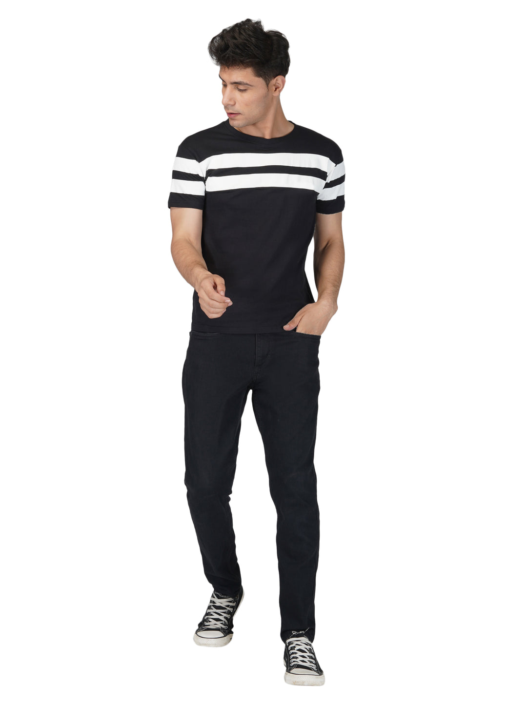 black crewneck stripes tshirt