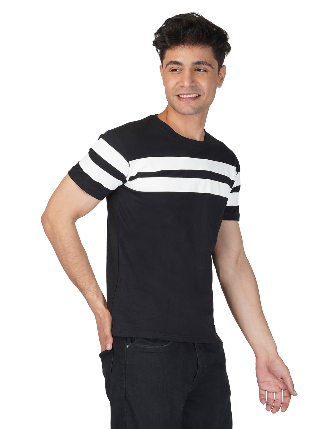 black crewneck stripes tshirt