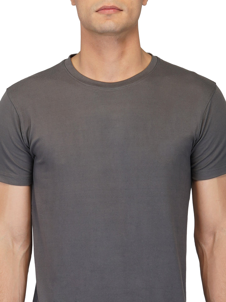 Men's O Neck Casual Short Sleeve Charcoal Grey T-shirt - Tees Online