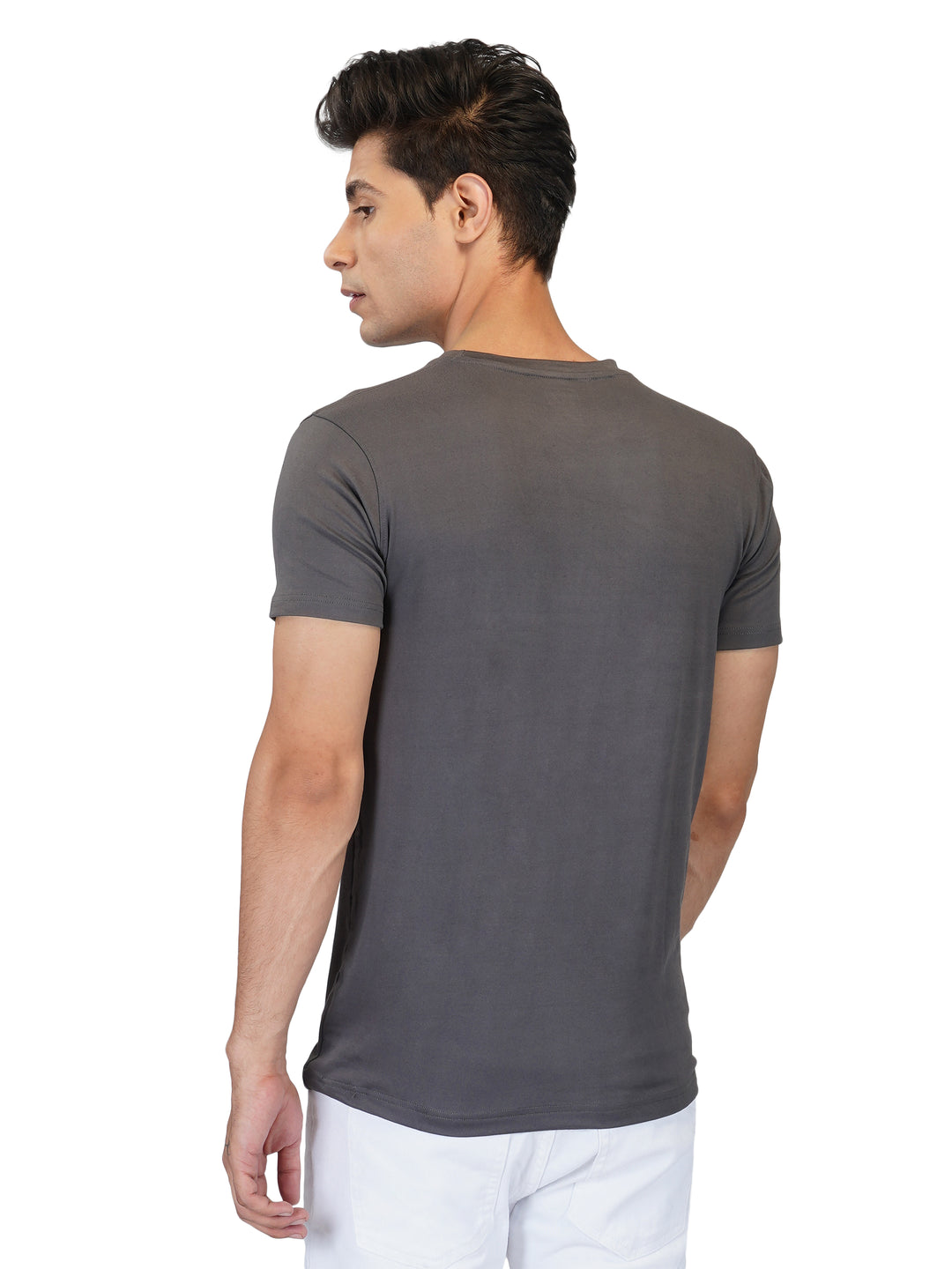 Men's O Neck Casual Short Sleeve Charcoal Grey T-shirt - Tees Online