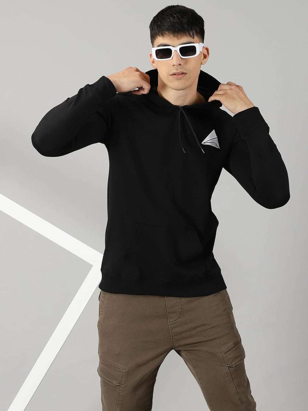 Men's Logo Hoodies Casual Long Sleeve Sweatshirt with Pocket Gym Hooded